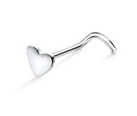 Heart Silver Curved Nose Stud NSKB-1213